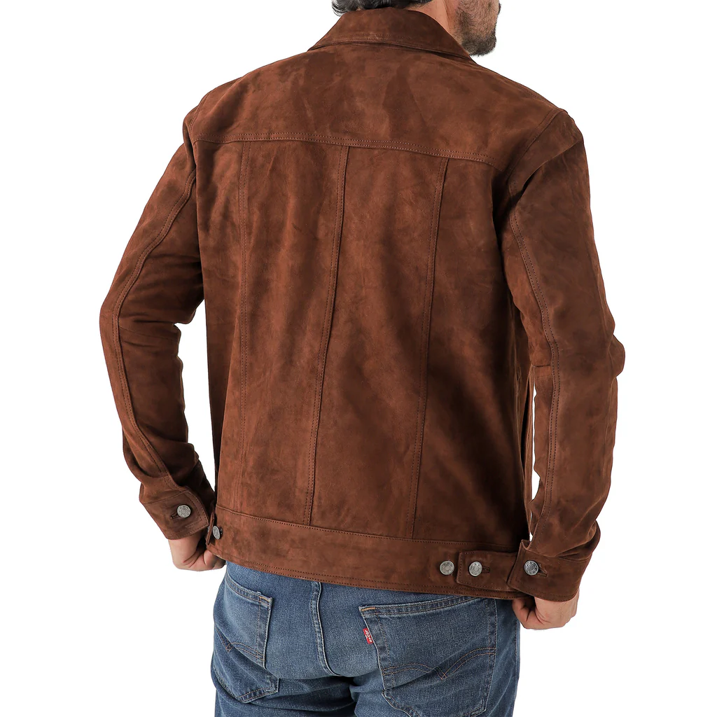classic collar suede trucker jacket
