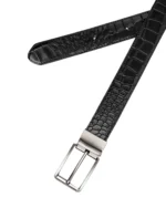 Reversible croc embossed leather belt