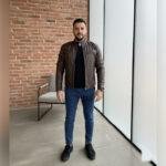 mens dark brown moto jacket