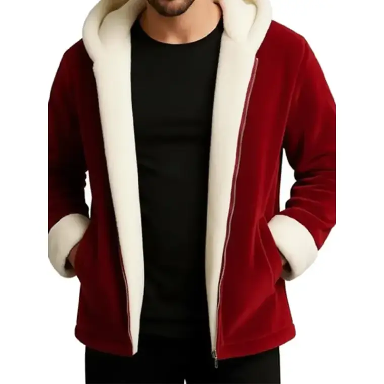 men's red santa velvet jacket