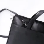 Slim black leather briefcase