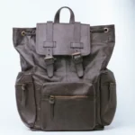 Brown leather travel backpack