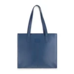 navy blue leather tote bag