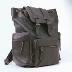walnut brown leather backpack