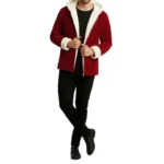 red velvet shearling jacket