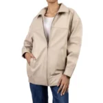 oversized white leather jacket