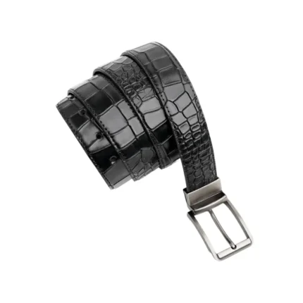 Croc textured reversible leather belt
