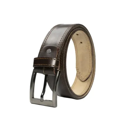 Men’s double stitched leather belt