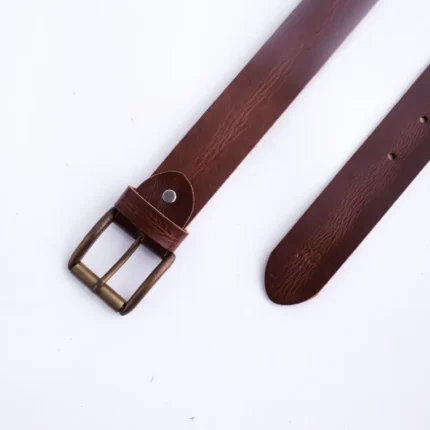 Distressed brown leather belt