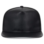 Black Leather Snapback Hat for Men - Image 2