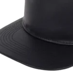 Black Leather Snapback Hat for Men - Image 3