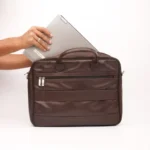 Professional Brown Leather Laptop Bag - Image 3