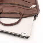 Professional Brown Leather Laptop Bag - Image 4