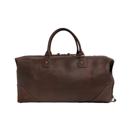 brown leather duffle bag