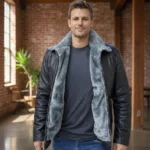 Black fur lined bomber jacket men