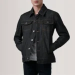 faded black denim jacket