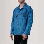 dark blue trucker jacket
