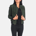 green suede bomber jacket