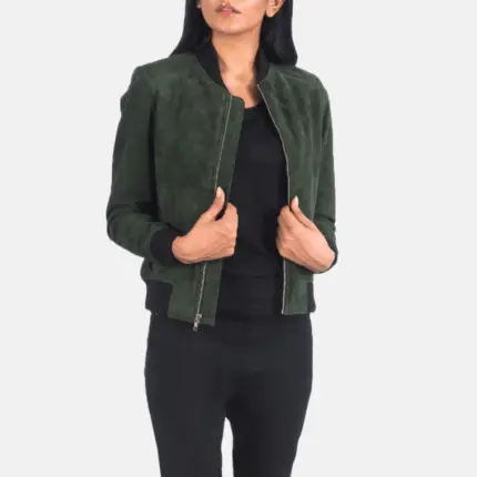 green suede bomber jacket