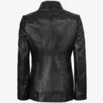 Marsha Women's Leather Black Car Coat - Image 2