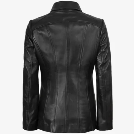 black lambskin leather coat
