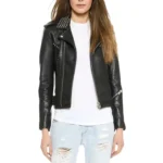 women’s black leather biker jacket