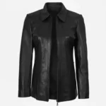 Marsha Women's Leather Black Car Coat - Image 3