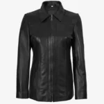 Marsha Women's Leather Black Car Coat - Image 4