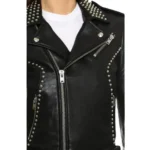 Chic Aria Women’s Studded Black Leather Biker Jacket - Image 3