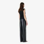 Women's Relaxed Fit High Rise Wide Leather Pants - Image 4