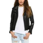 Chic Aria Women’s Studded Black Leather Biker Jacket - Image 4