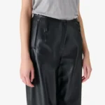 Women's Relaxed Fit High Rise Wide Leather Pants - Image 5
