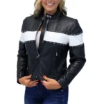 black studded leather jacket for women