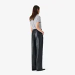 Women's Relaxed Fit High Rise Wide Leather Pants - Image 7