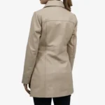 Kandis Women's Biege Real Leather Car Coat - Image 4