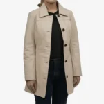 Kandis Women's Biege Real Leather Car Coat - Image 5
