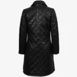 Glen Women's Black Quilted Real Leather Car Coat - Image 2
