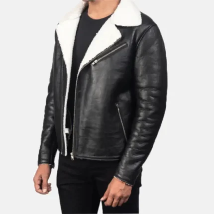 men’s shearling biker style jacket