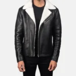 Alberto Men’s Black Shearling Leather Fur Jacket - Image 3