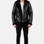 black B-3 shearling bomber jacket for men