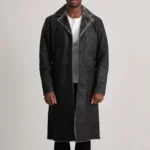 distressed black shearling coat