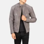 grey suede biker jacket