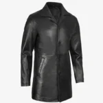 black leather car coat