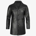 3/4 length leather coat for men
