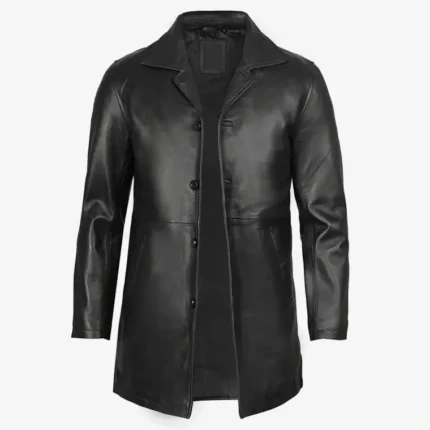 tall men's leather coat