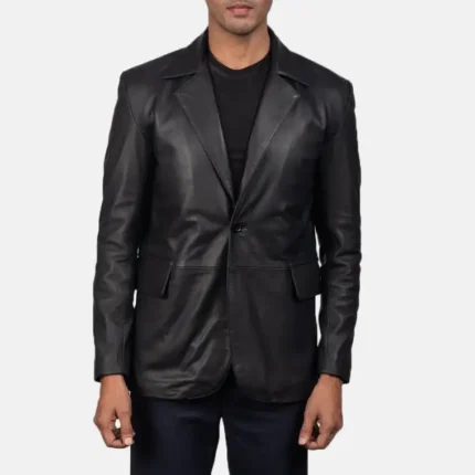 black leather blazer