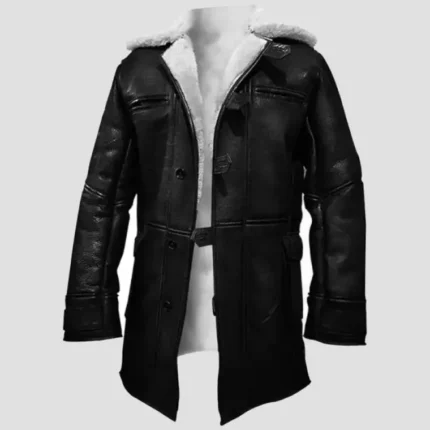 shearling leather overcoat