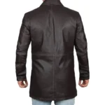 brown leather overcoat