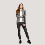 Shop Grey and Black Leather Jacket - Image 2