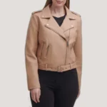 Shop Women Belted Moto Biker Jacket Water Repellent